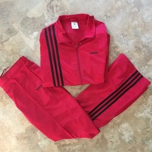 Adidas tracksuit pants and zip up